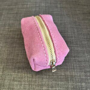 Portland Leather mini dopp tot - pink suede!